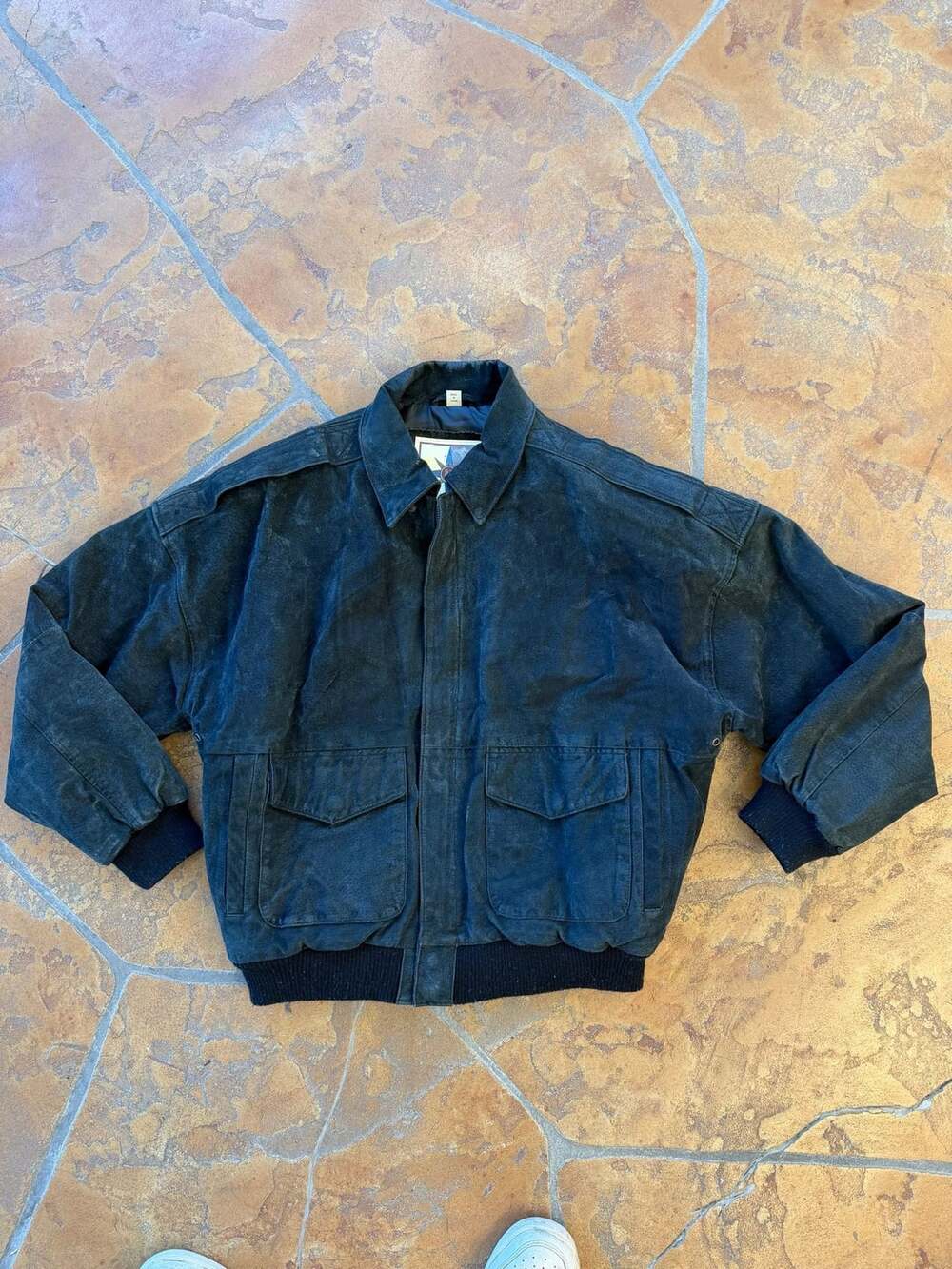 Middlebrook Park Suede Leather Bomber Jacket Size M Black Flight